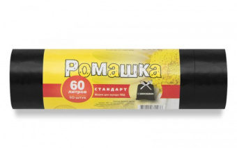 Мешки для мусора ПВД 60л в рулоне с завязками (60х73см/25мкм 10шт черные) Арт. ЗВС6010