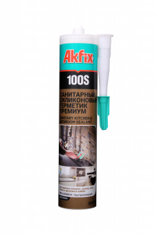 Akfix 100S Санитарный силикон, 280 мл. Прозрачный